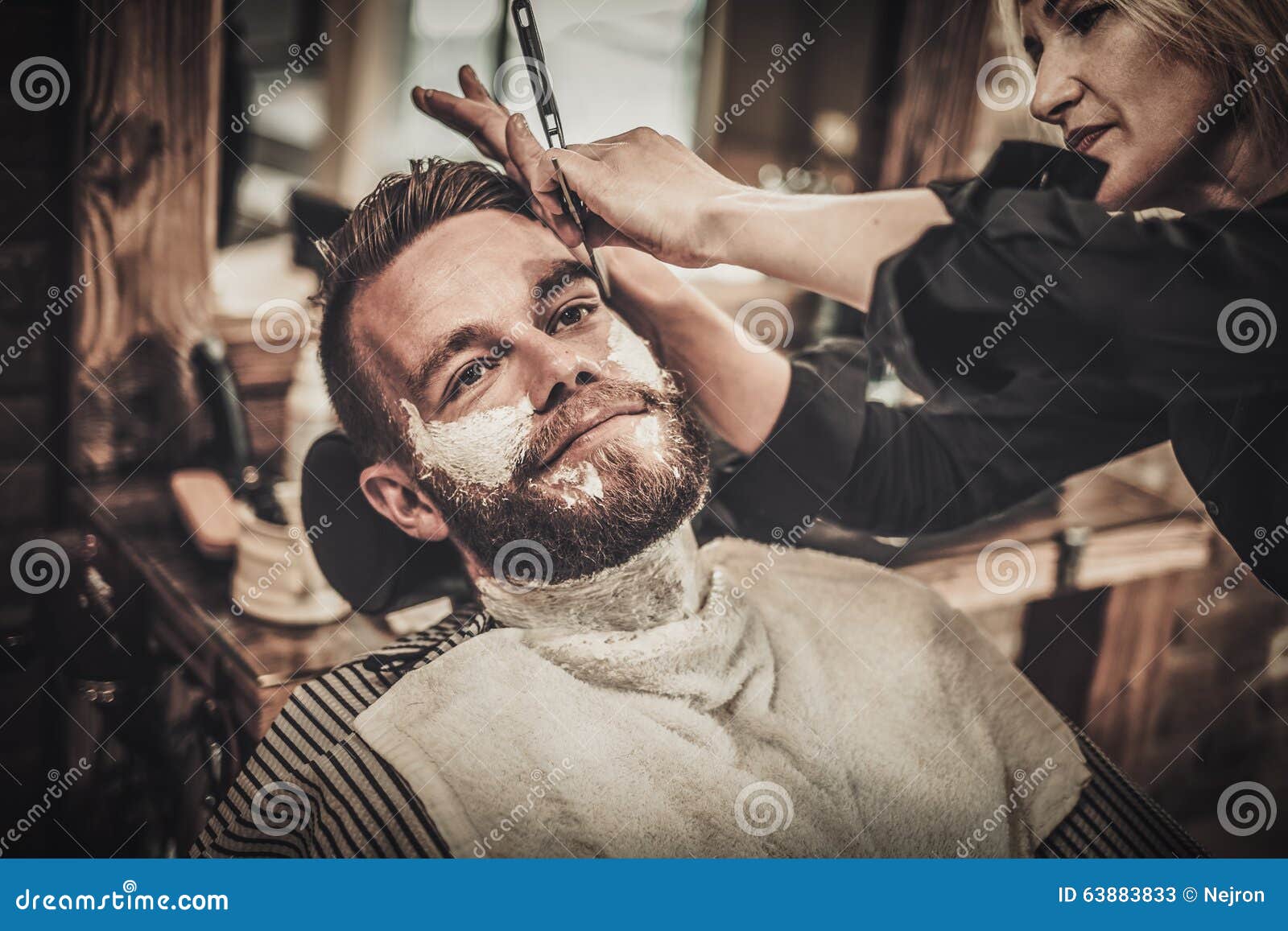 Beard Shaving in Barber Shop Stock Image Image of face, barber 63883833