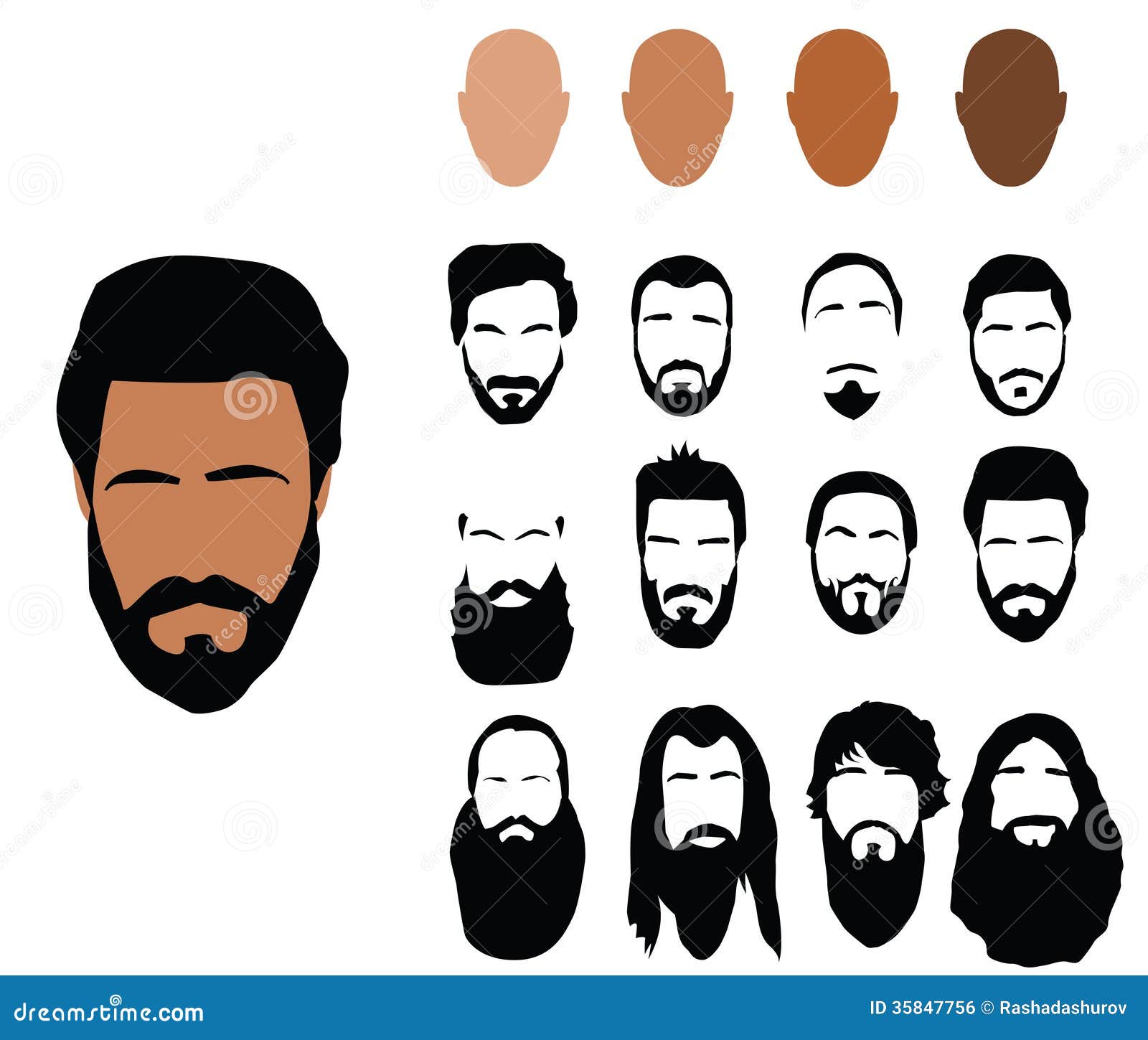 Beard Styles Pattern Cartoon Vector | CartoonDealer.com #76934675