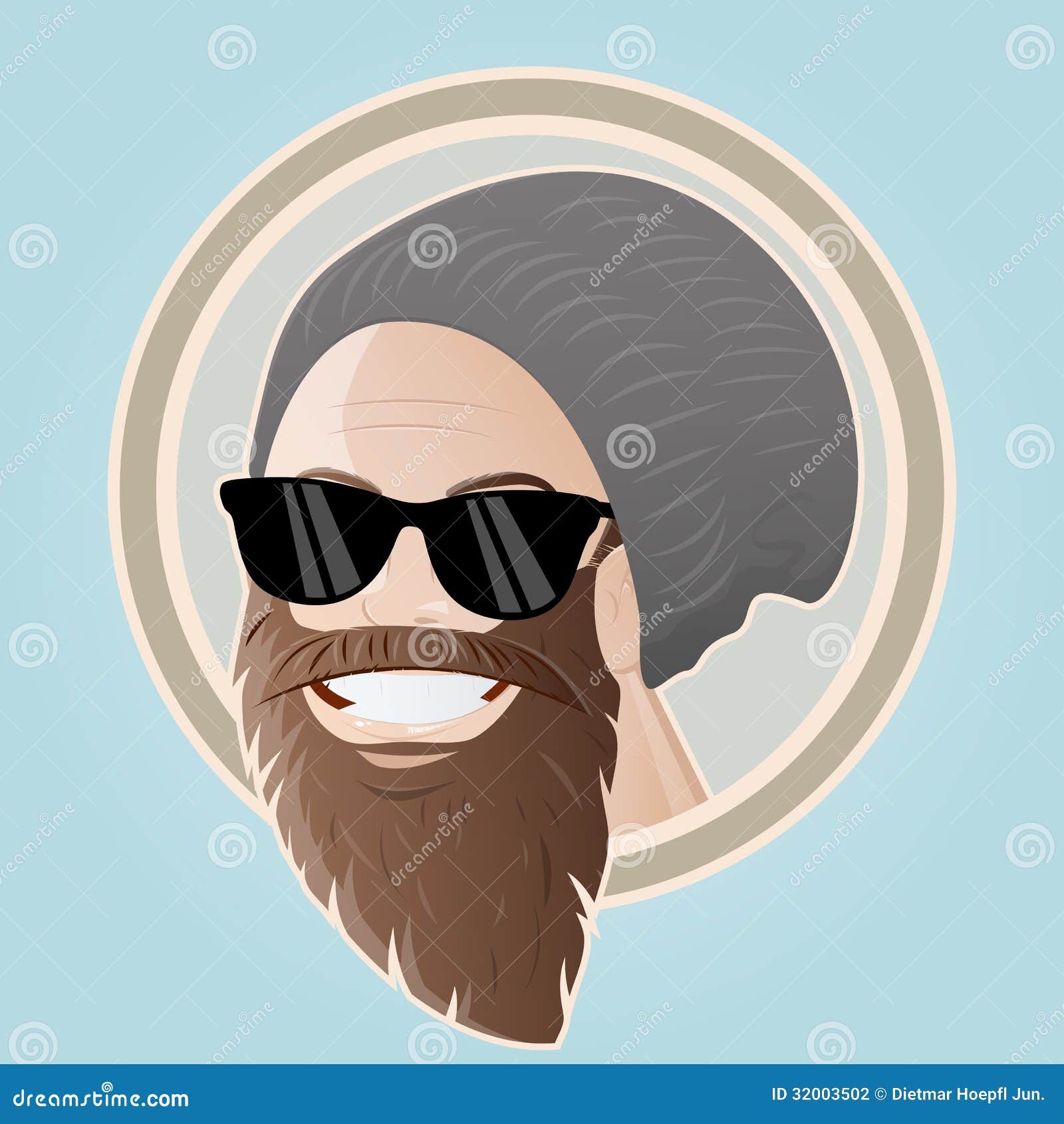 Bearded Cartoon Man with Cap Stock Vector - Illustration of motif, happy:  32003502