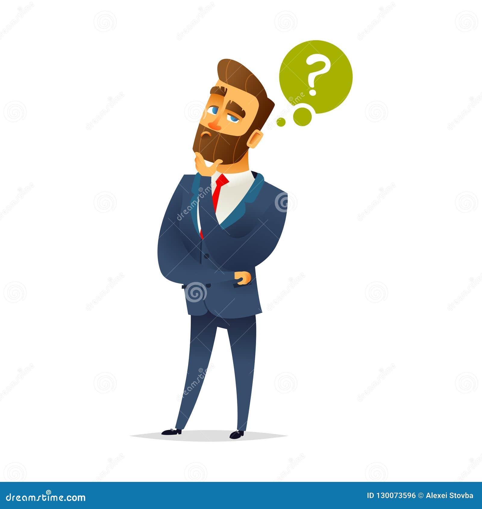 Premium Vector  Cartoon thinking man with question mark in think