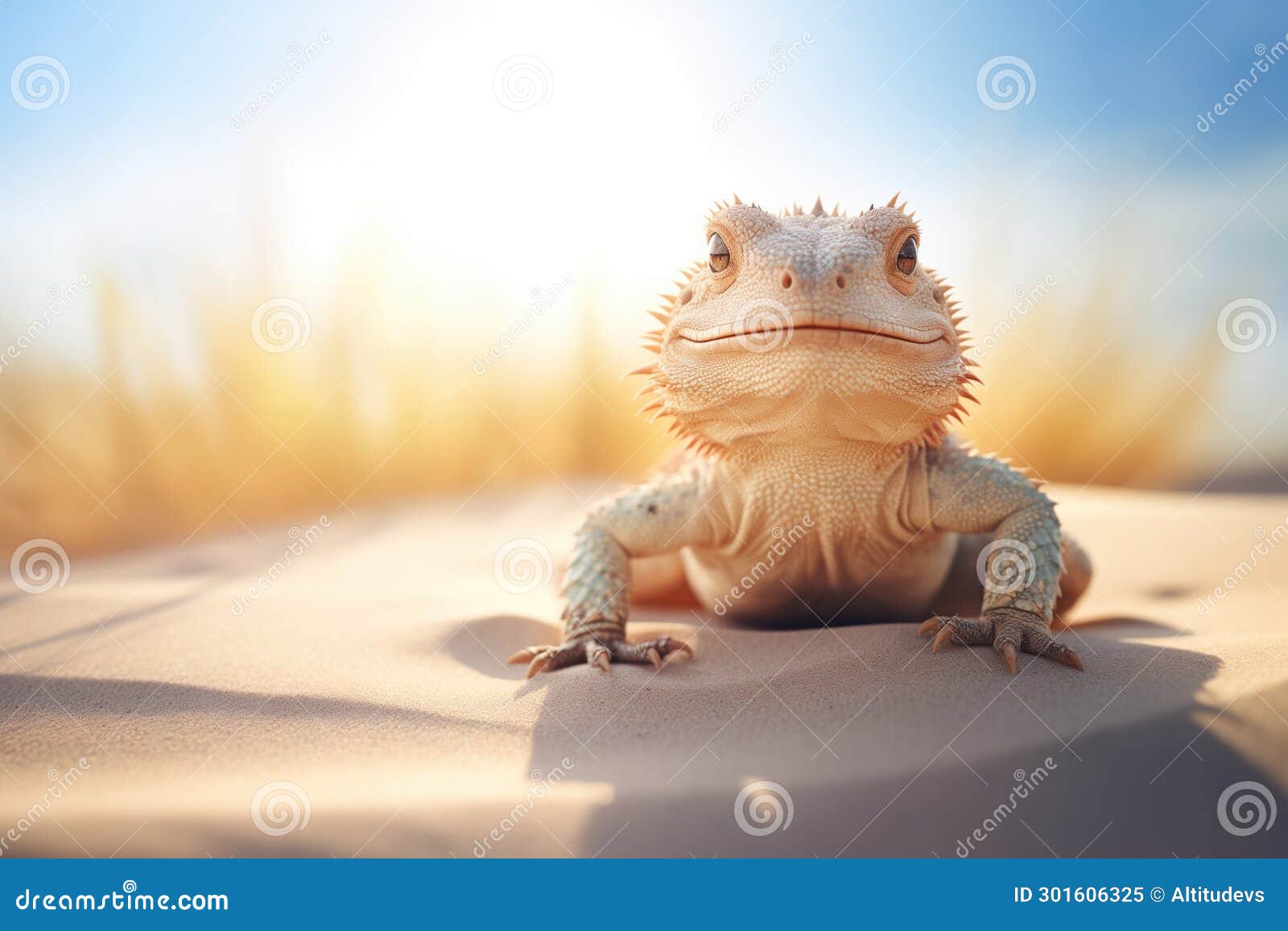 Bearded Dragon on Sandy Terrain with Sunlight Stock Image Image of
