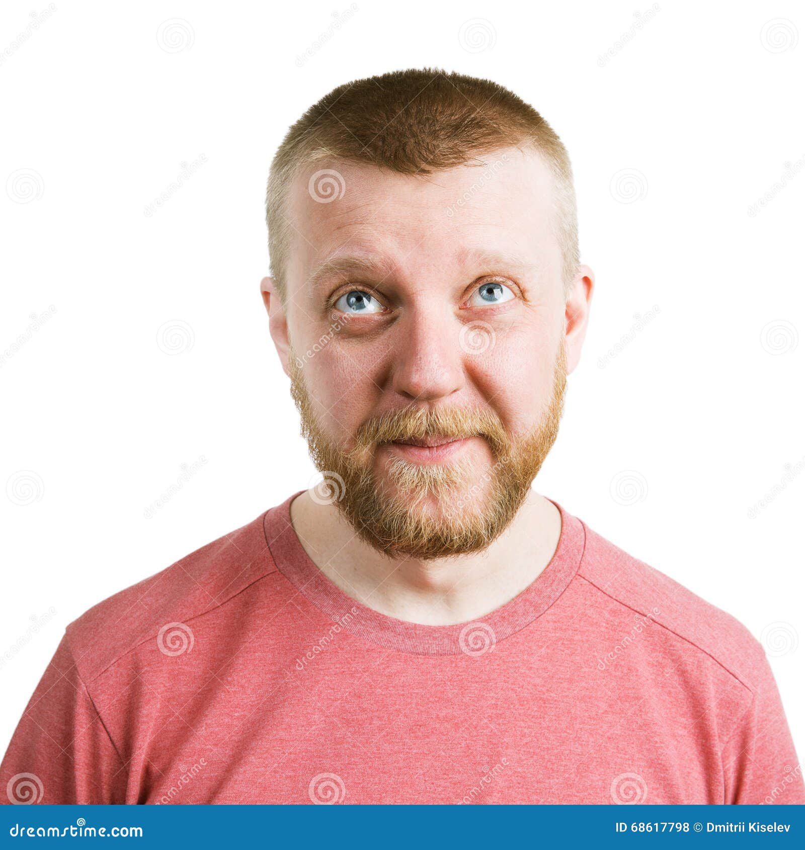 Bearded Funny Man in Shirt Looking Up Stock Photo - Image of unshaven ...