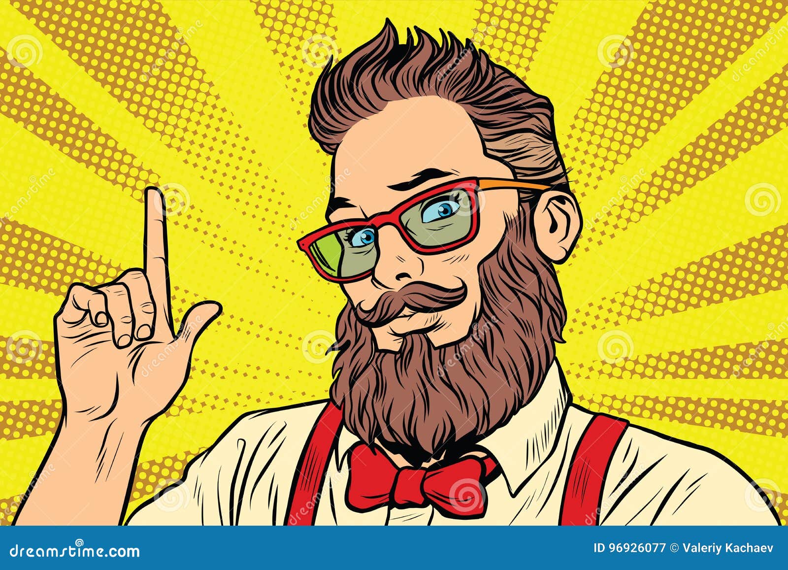 bearded hipster man portrait pointing finger