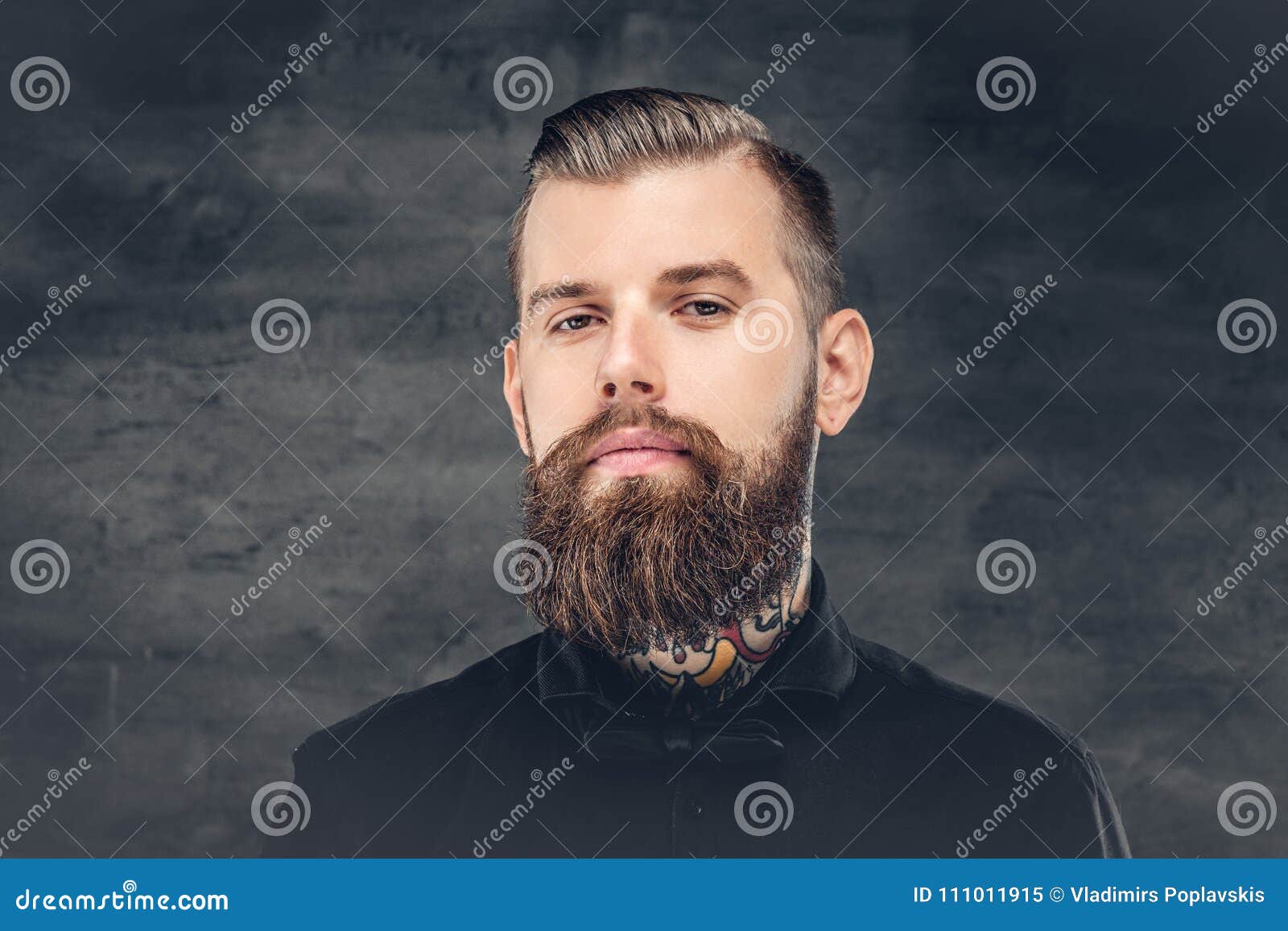 Bearded Male with Tattoo on His Neck. Stock Image - Image of background ...