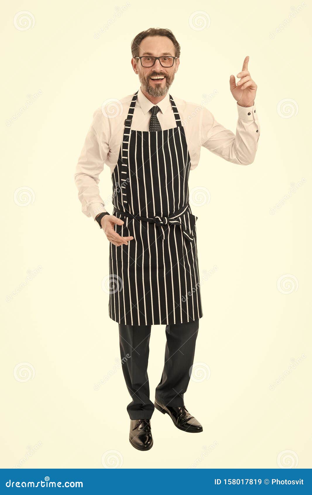 Bearded Man In Apron Salesman Master Of Household Home Cooking Household Duties Helpful 