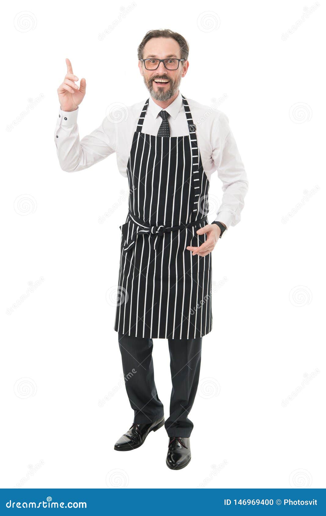 Bearded Man In Apron Salesman Master Of Household Home Cooking Household Duties Helpful 