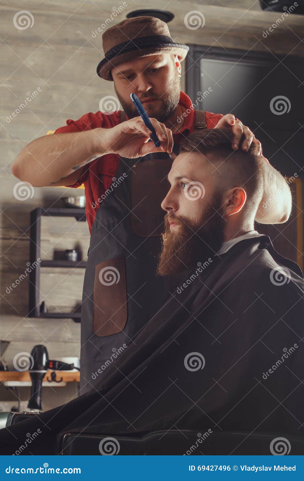 Bearded Man in Barbershop stock photo. Image of care - 69427496