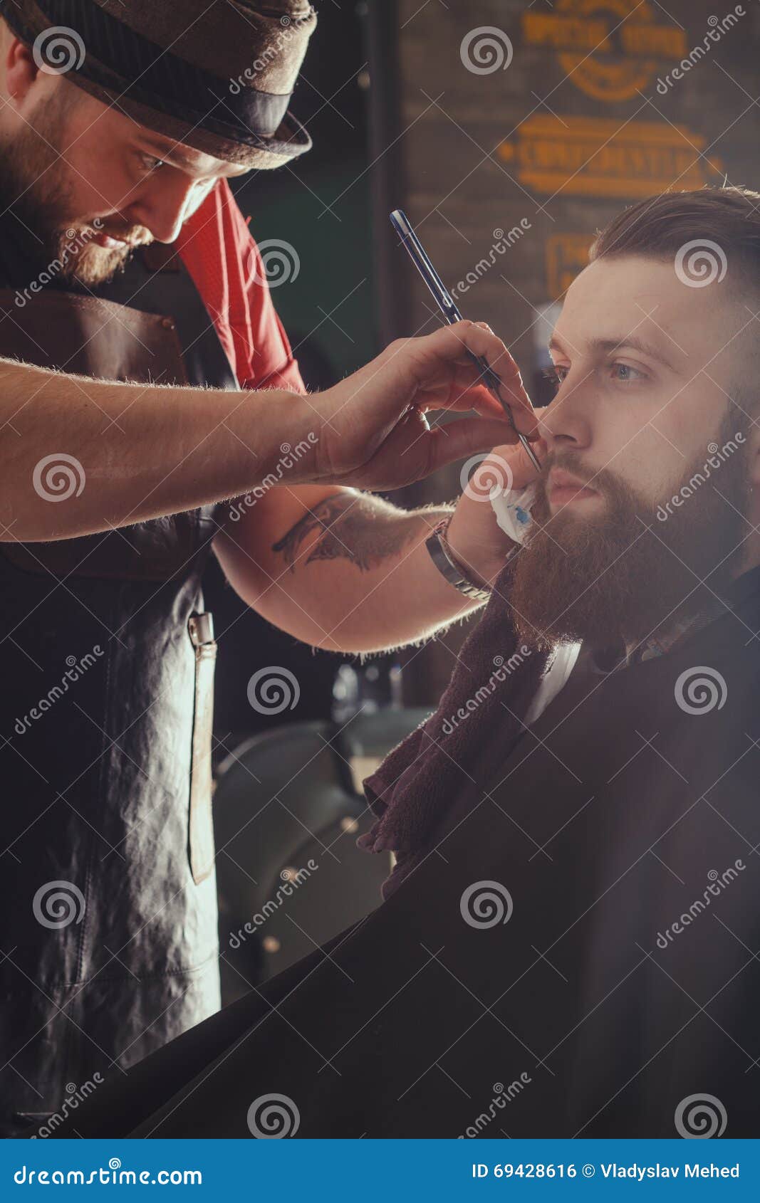 Bearded Man in Barbershop stock photo. Image of foam - 69428616