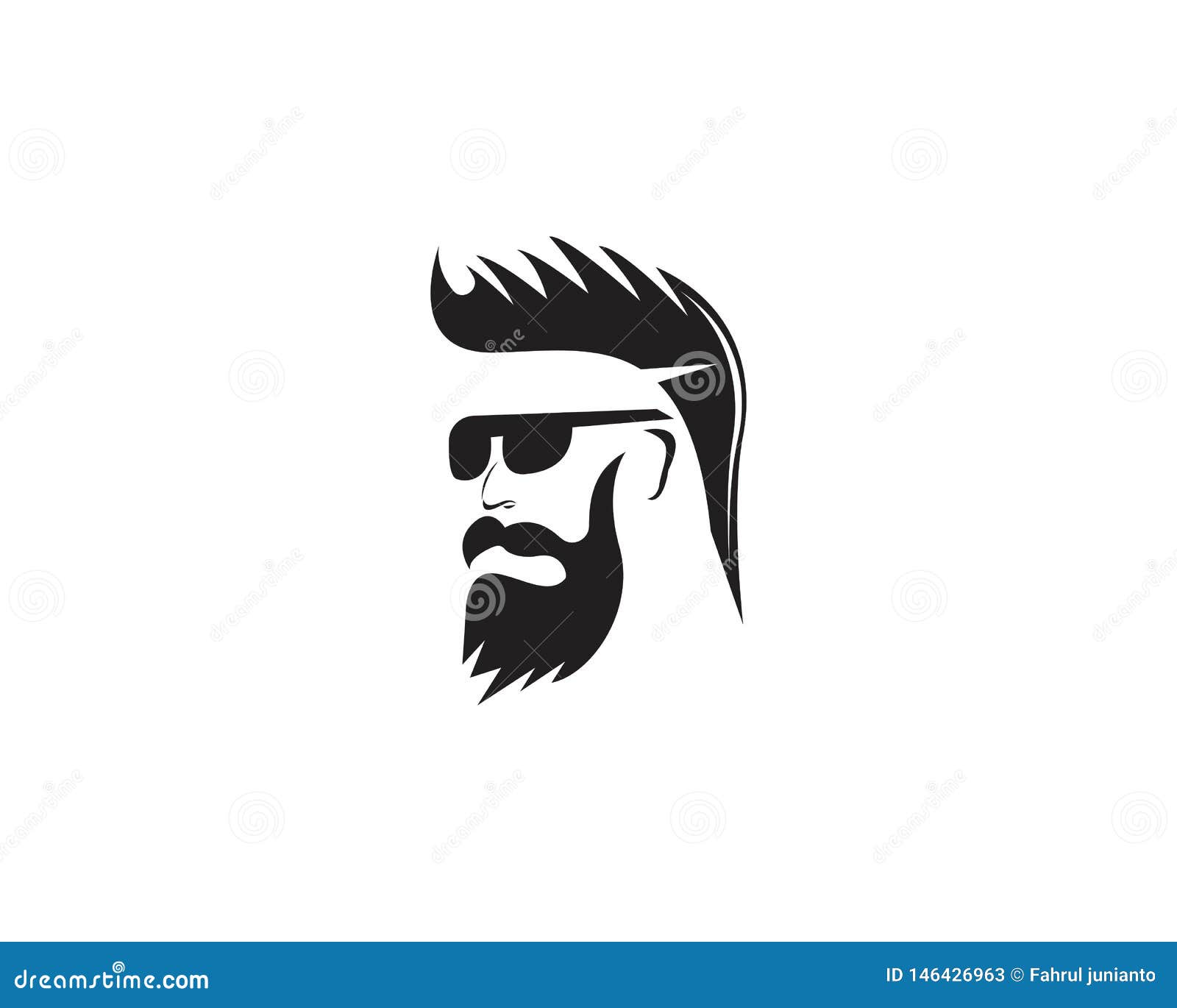 Bearded Man with Hair Cut Fashion Logo Silhouette Stock Vector -  Illustration of style, vector: 146426963