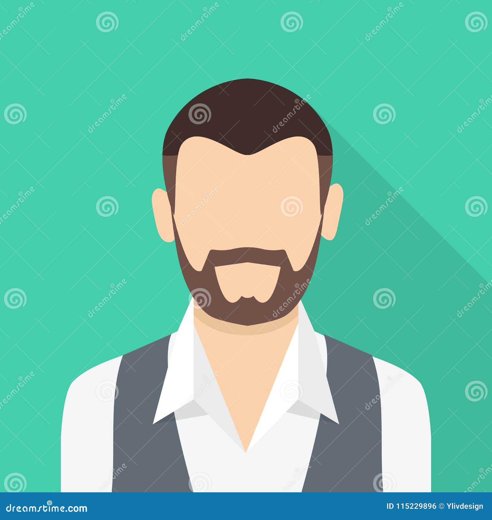 Bearded Man Icon, Flat Style Stock Vector - Illustration of necktie