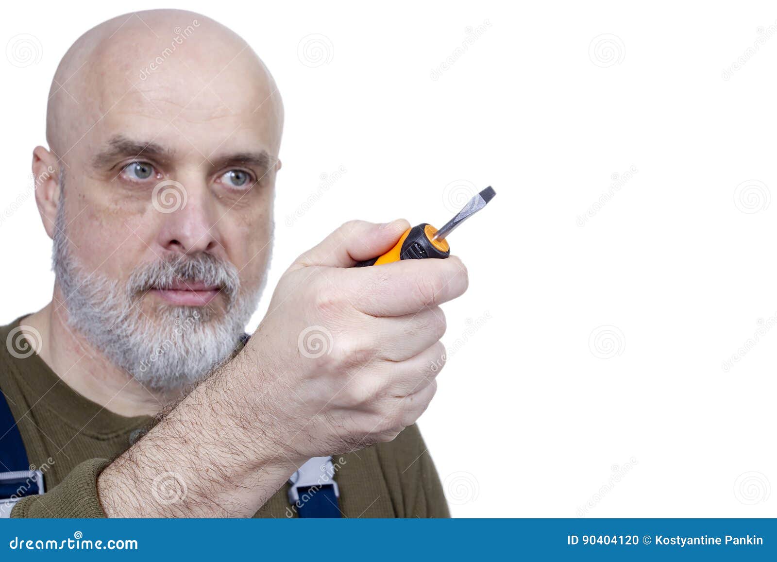 Bearded Man with a Screwdriver Stock Photo Image of fixing