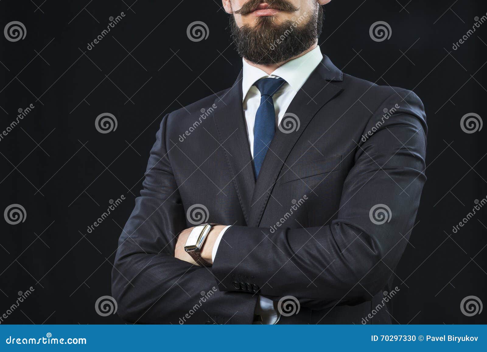 Bearded Man in Suit Crossing His Arms on Chest Stock Photo Image of