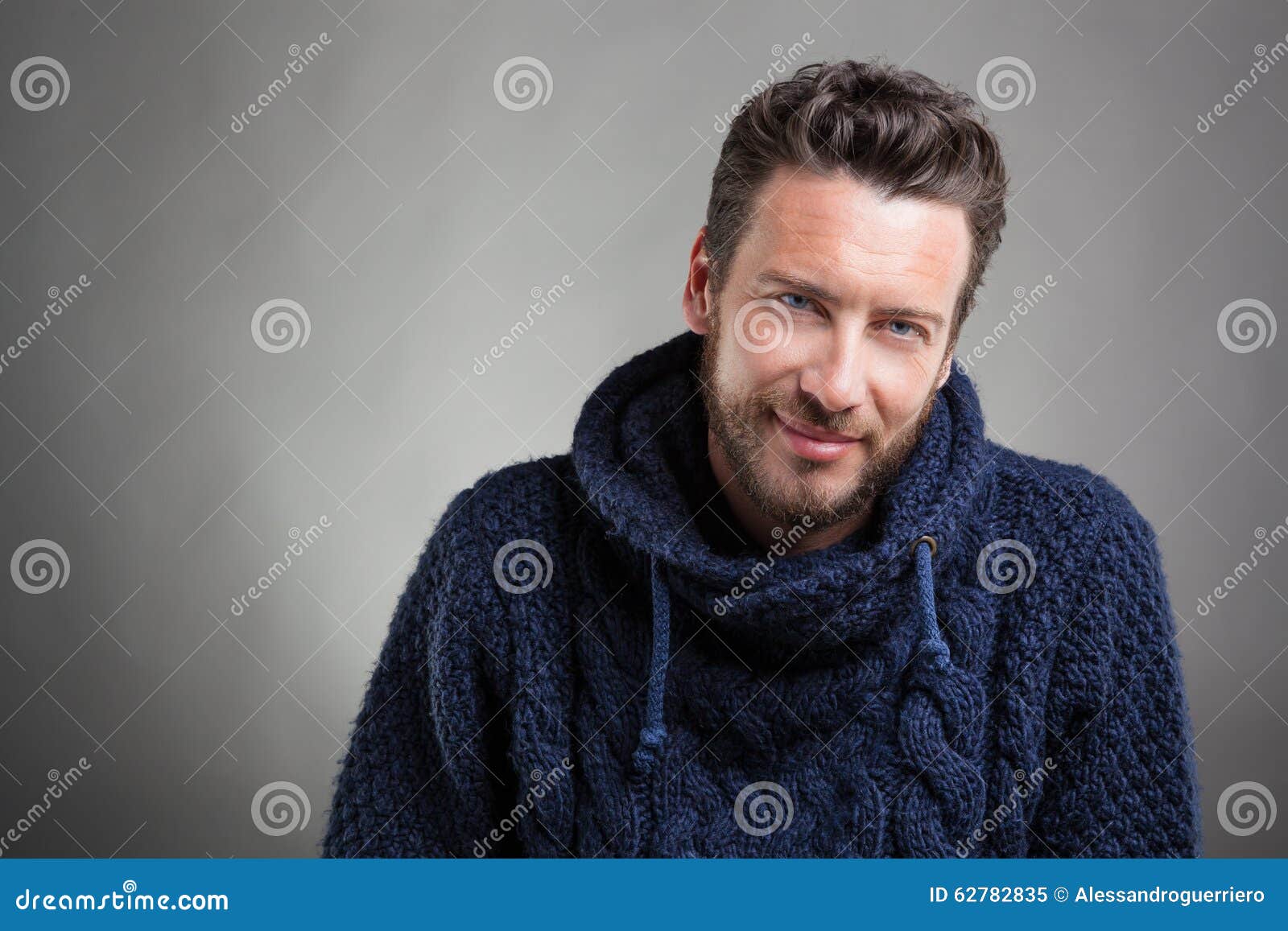 Bearded Man Wearing Blue Sweater Stock Image - Image of gaze, eyes ...