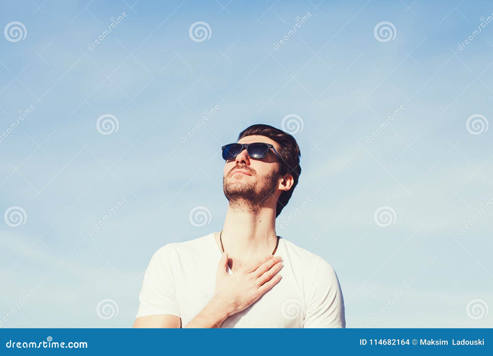 Bearded Model Man in Sunglasses Stock