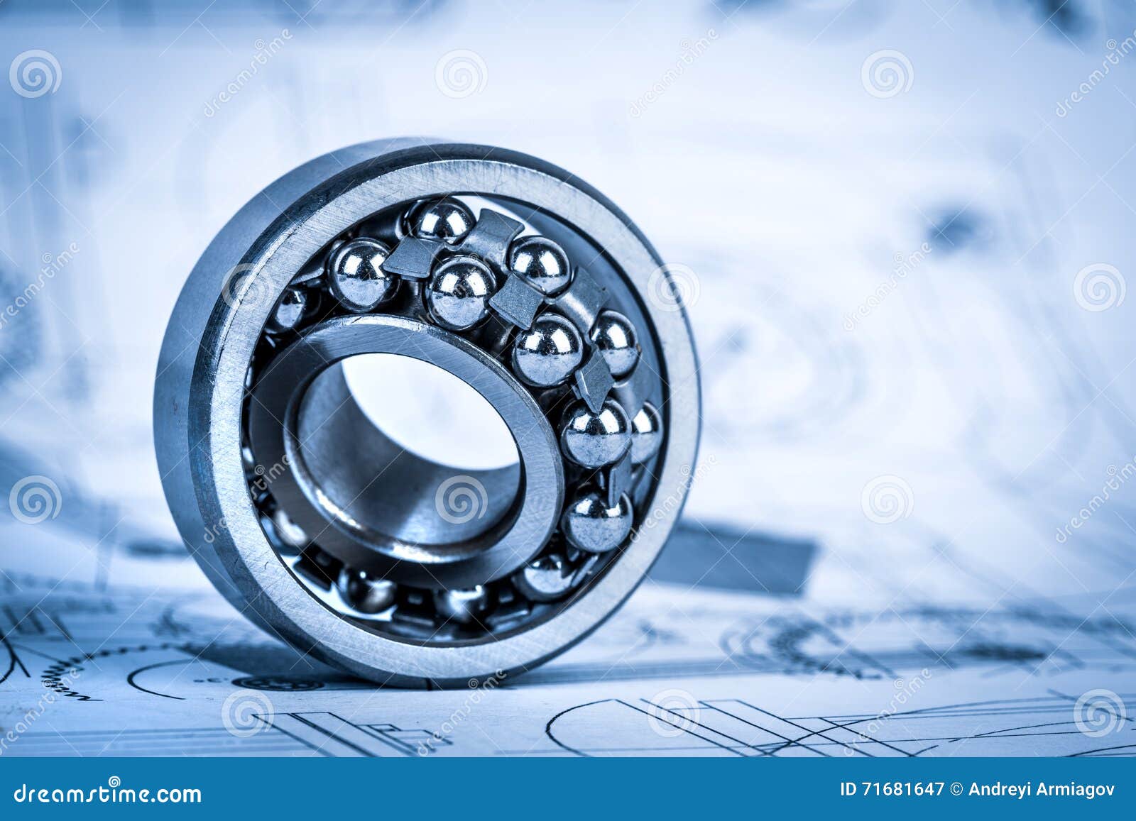 Bearing in a blue toning stock image. Image of drafting 71681647