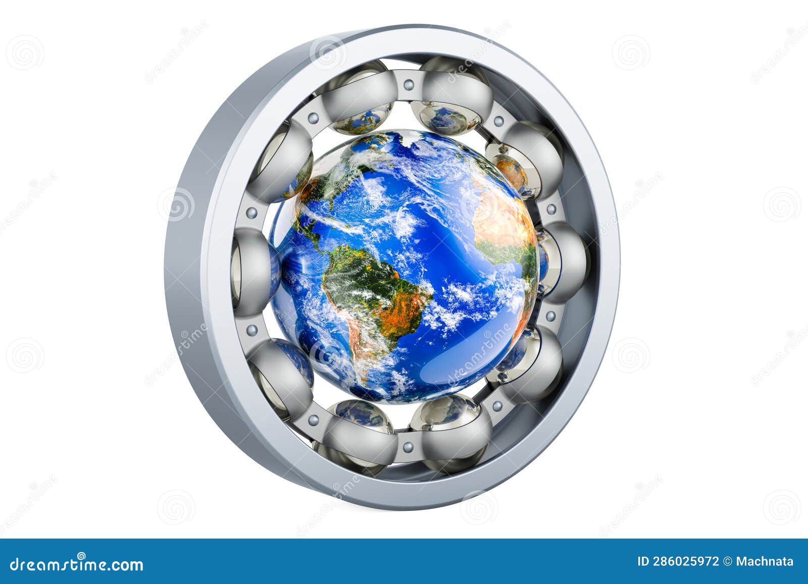 Bearing with Earth Globe Inside, 3D Rendering Stock Illustration