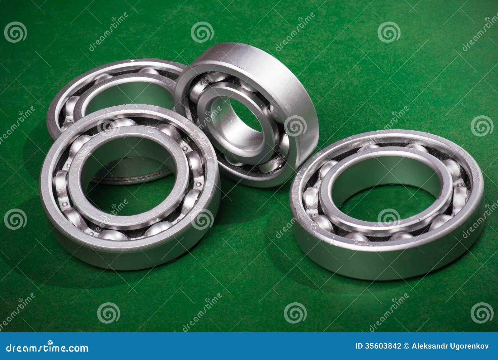 Bearing on Green Background Stock Photo Image of metal, technology