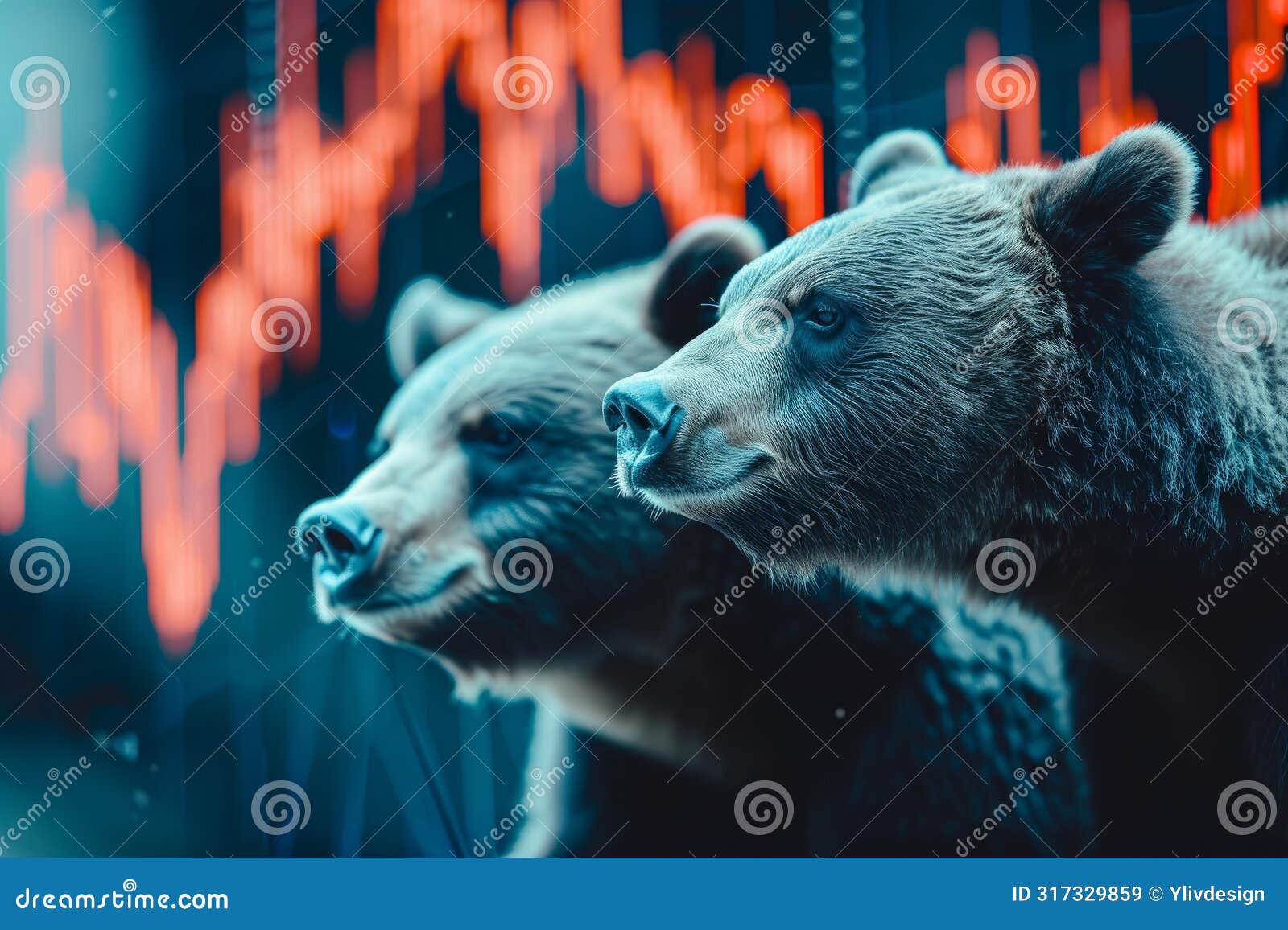 bearish bears stock market graph. generate ai
