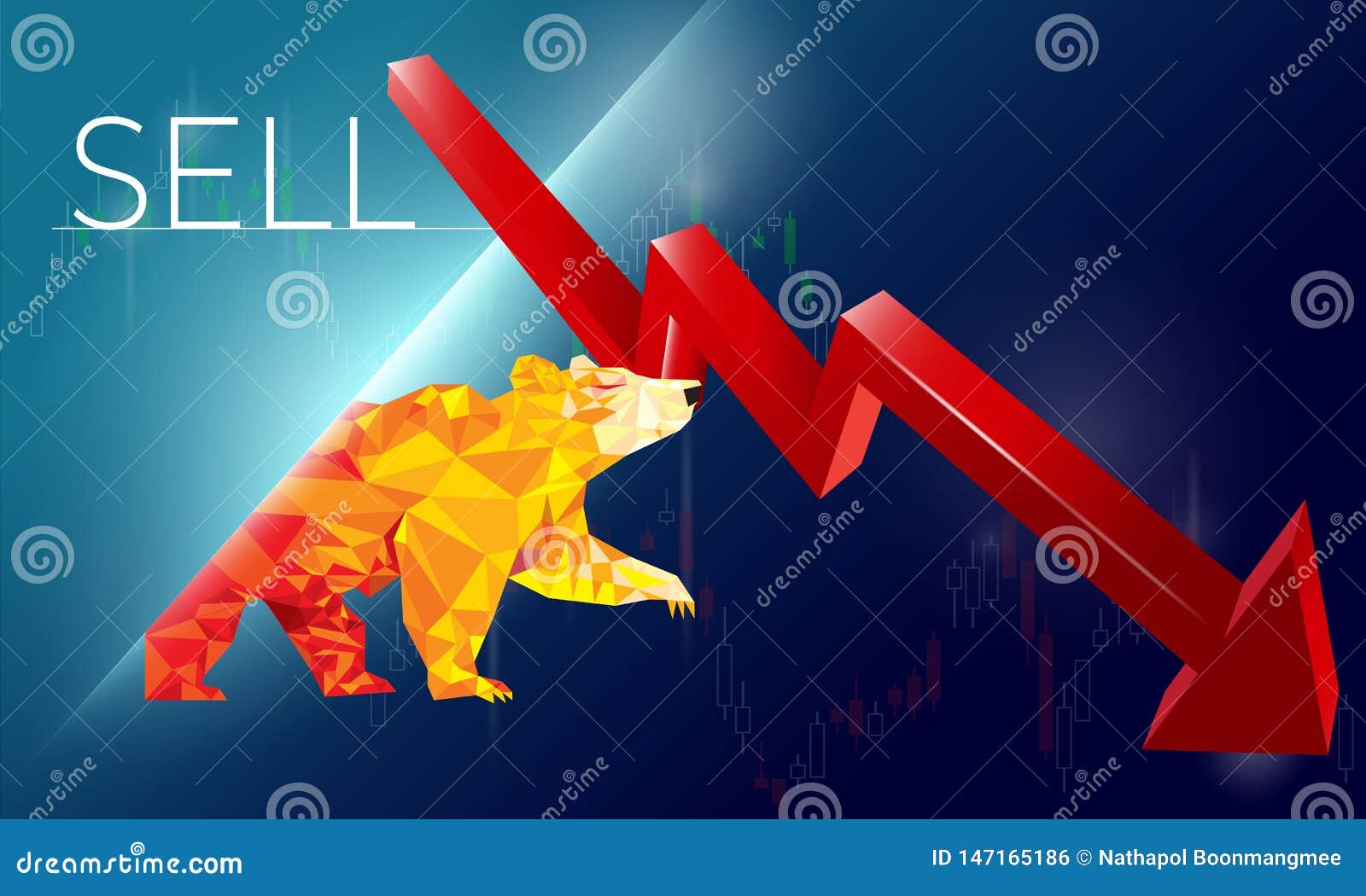 Bearish Symbols On Stock Market Vector Illustration. Vector ...
