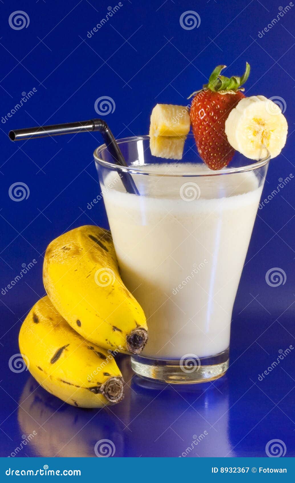 Beaten of Banana with Bananas and Strawberry Stock Image Image of