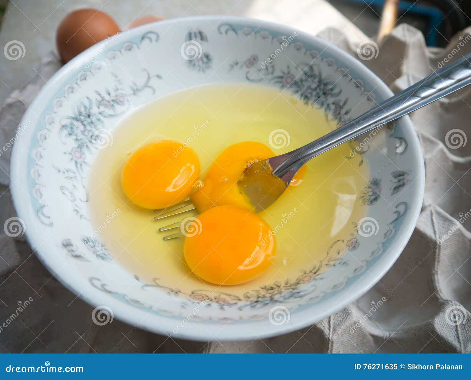 Beaten Raw Eggs with Fork in Bowl Stock Image Image of ingredient