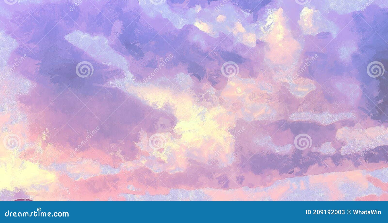 Beatiful Sky with Clouds Expressive Painting with Pastel Chalk Stock