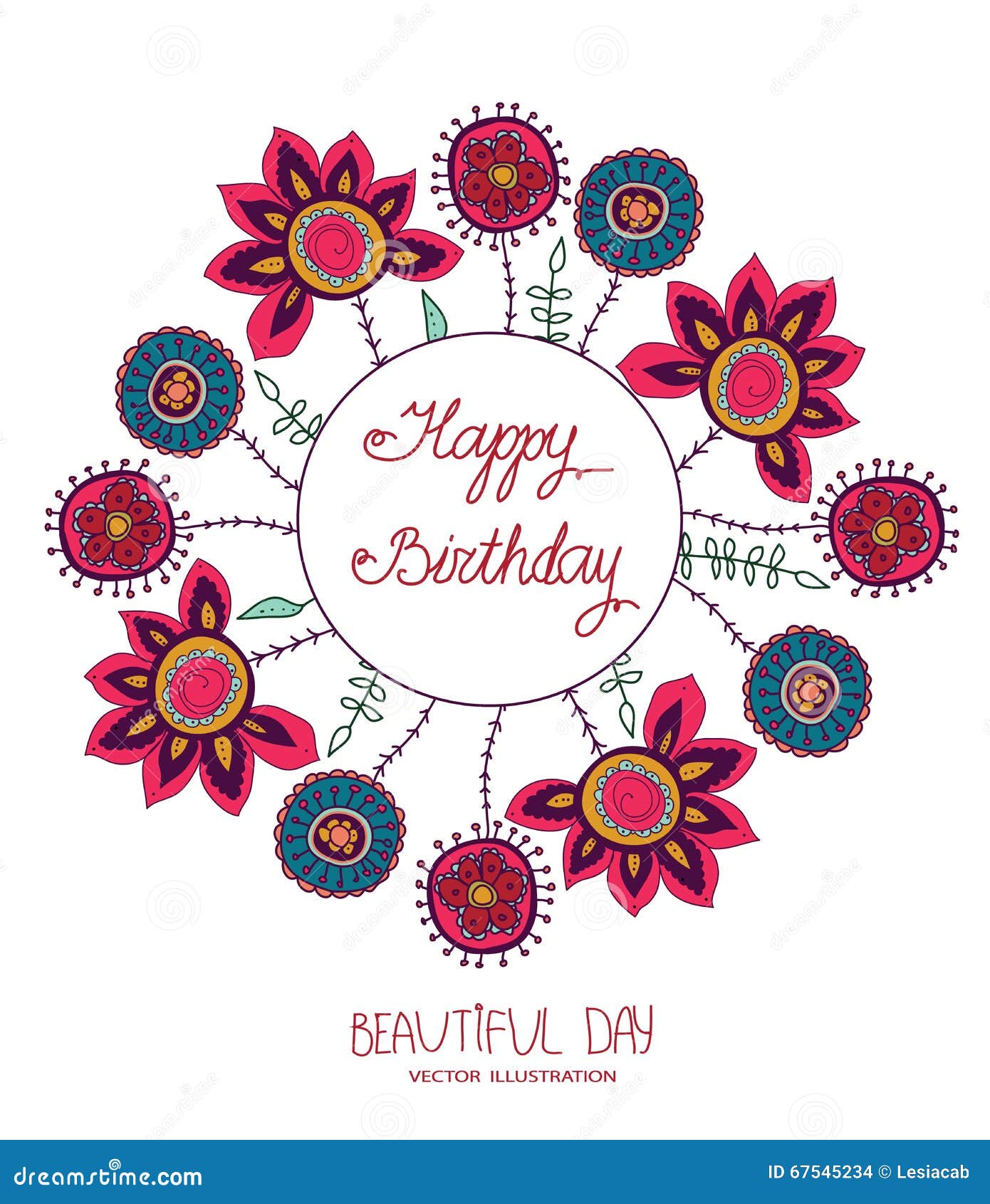 Beau Jour Et Joyeux Anniversaire Illustration De Vecteur Illustration Du Heureux Fleurs