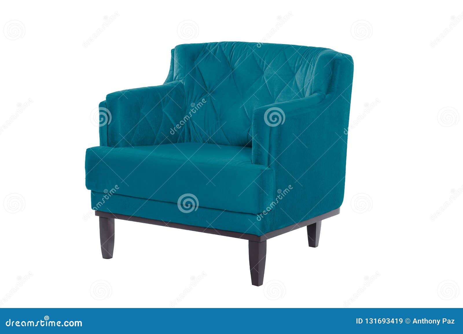 Beaultiful Blue Armchair. Modern Designer Chair on White Background