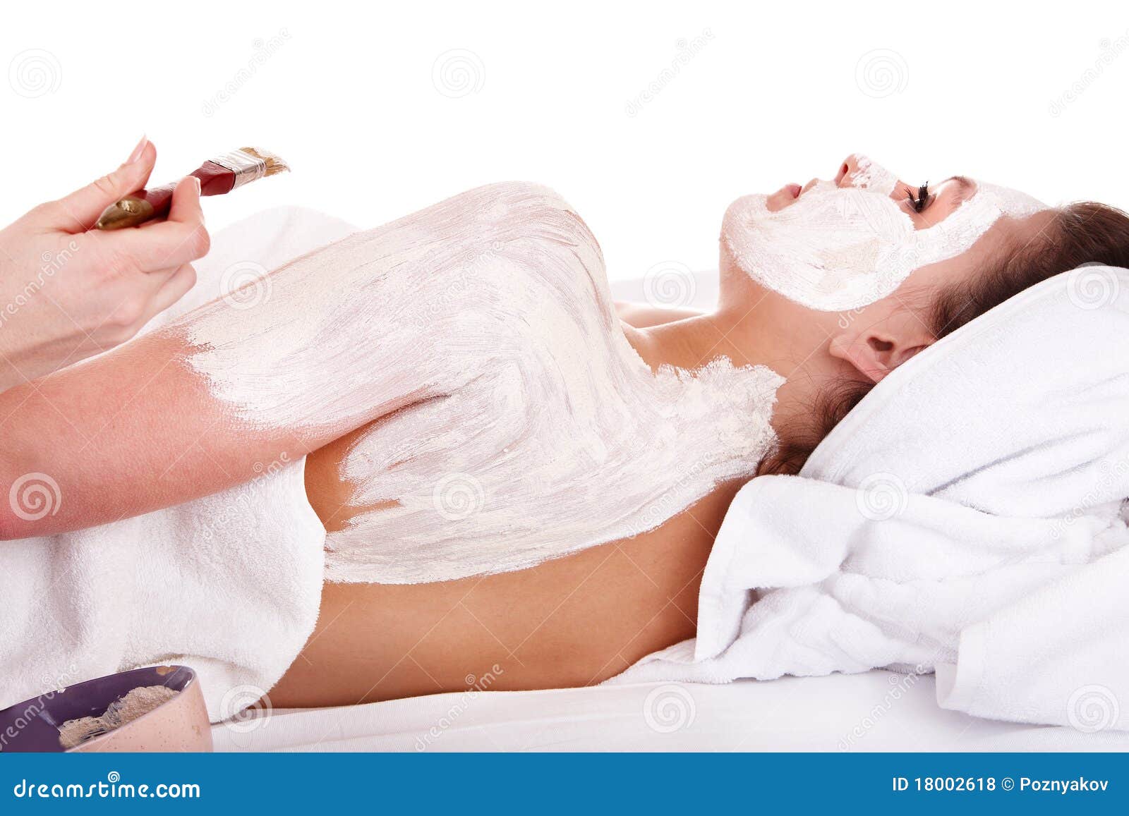 beautician apply mask to girl. massage.