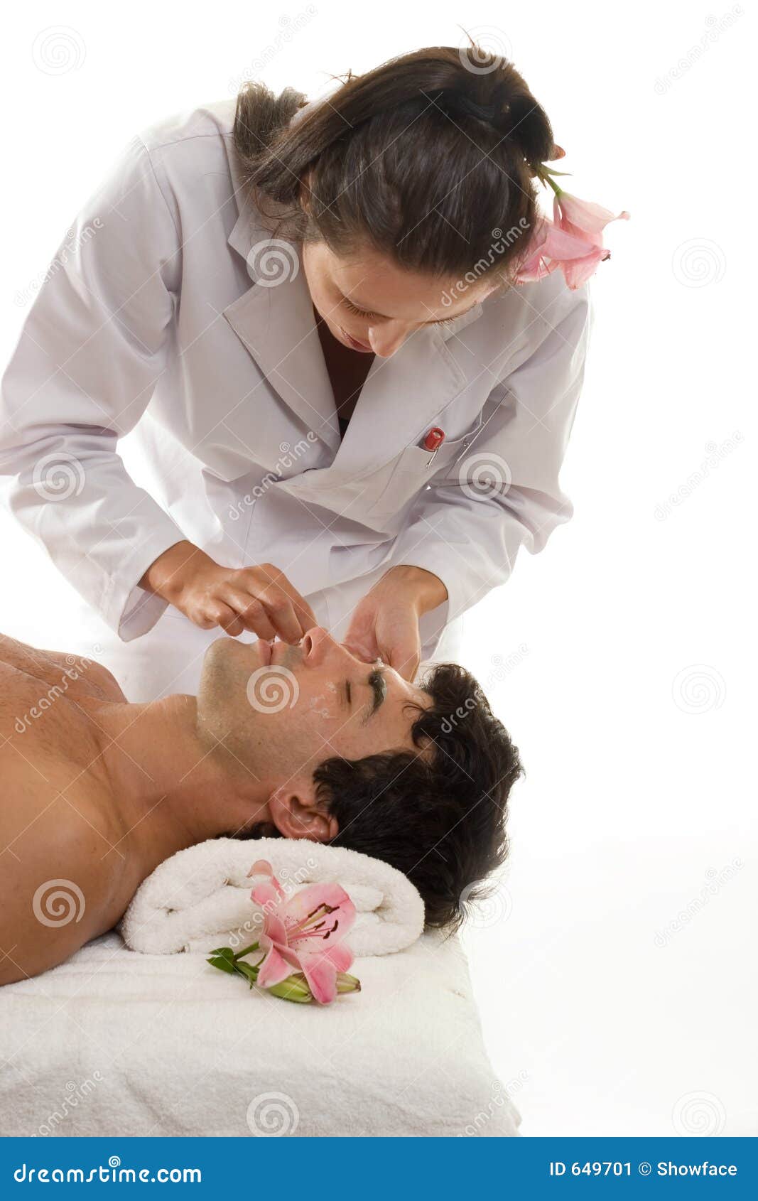 beautician with male client