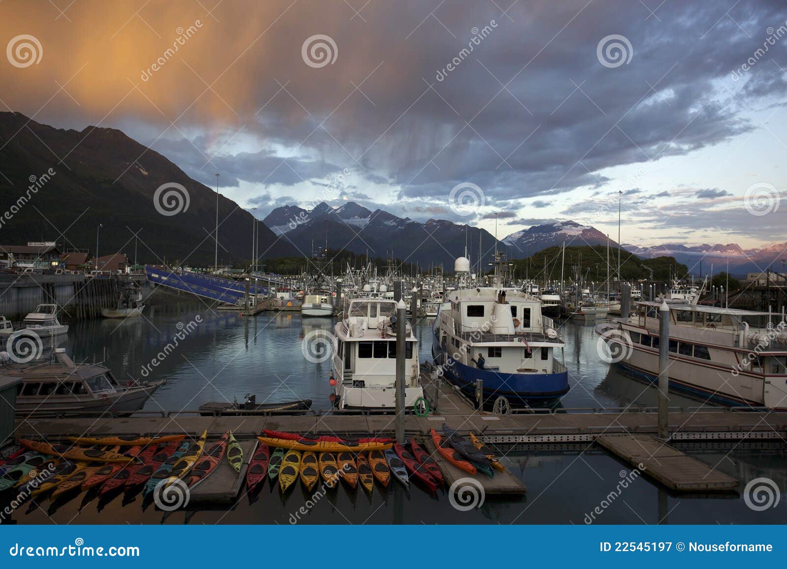 Beautifil Sunset in Harbor of Valdez Alaska Stock Image Image of