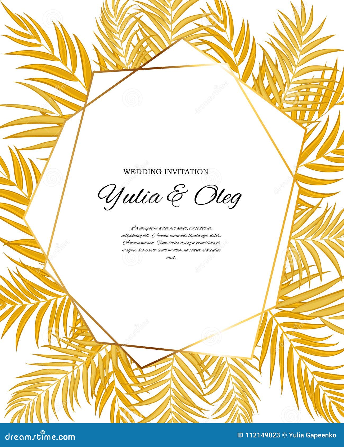 Download Beautifil Wedding Invitation With Palm Tree Leaf Silhouette Vector Illustration Stock Vector ...