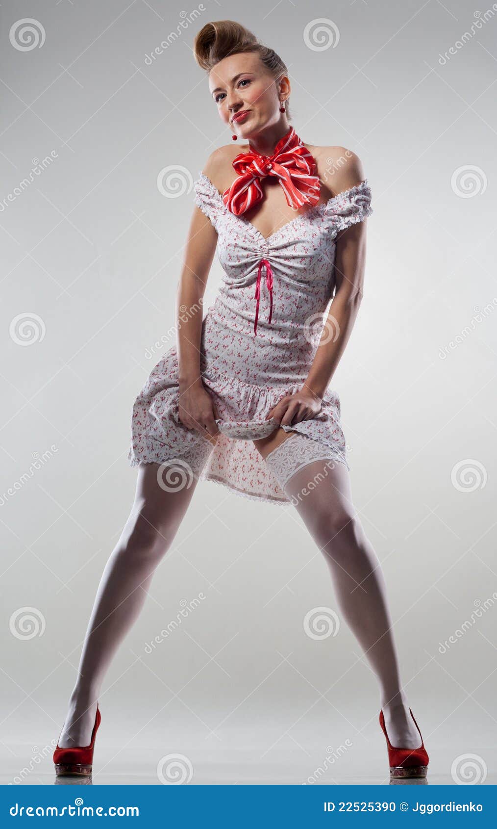 Beautiful Girl In The Style Of Pin-up Stock Photo - Image 