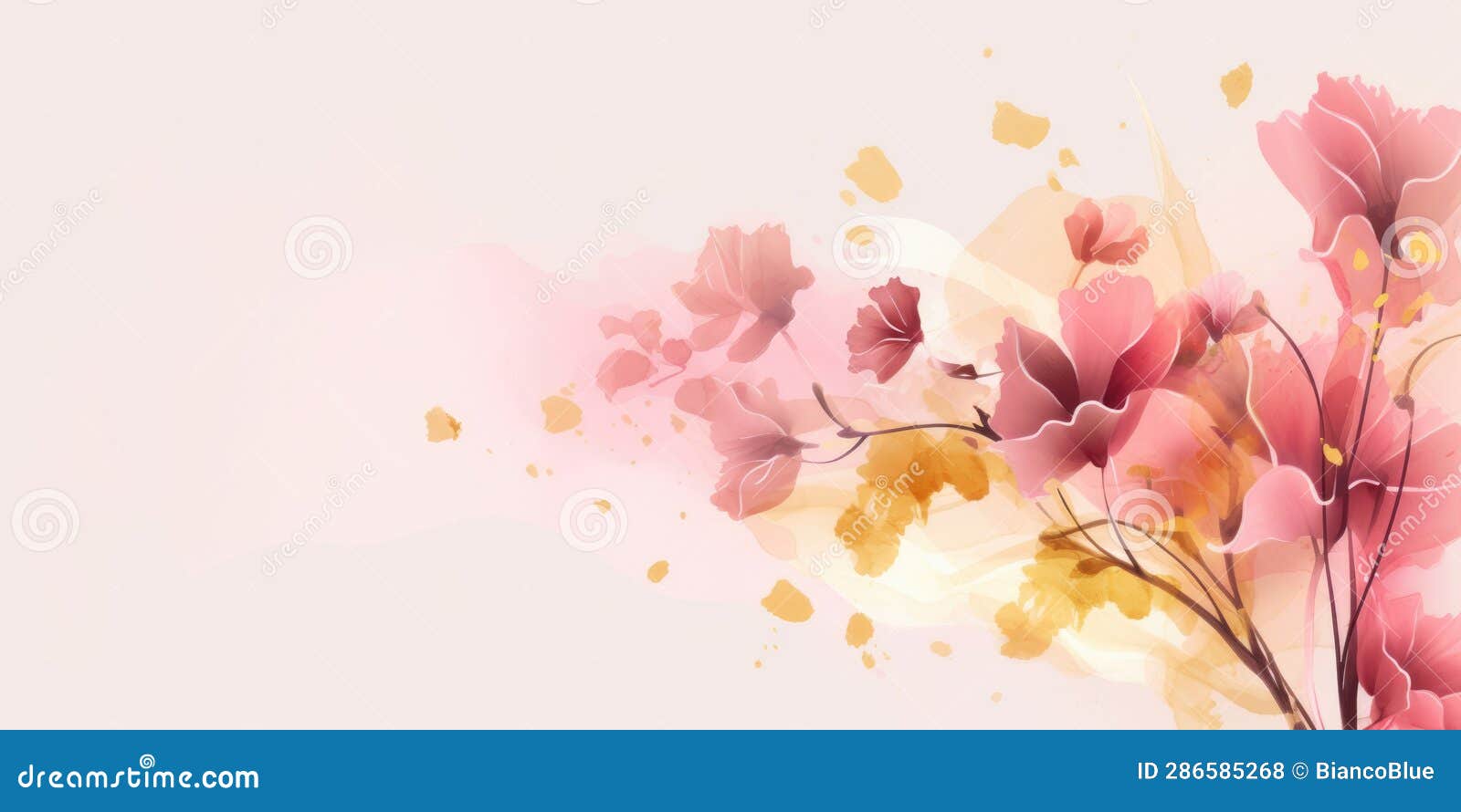 Beautiful Abstract Gold and Pink Watercolor Floral Design Background ...
