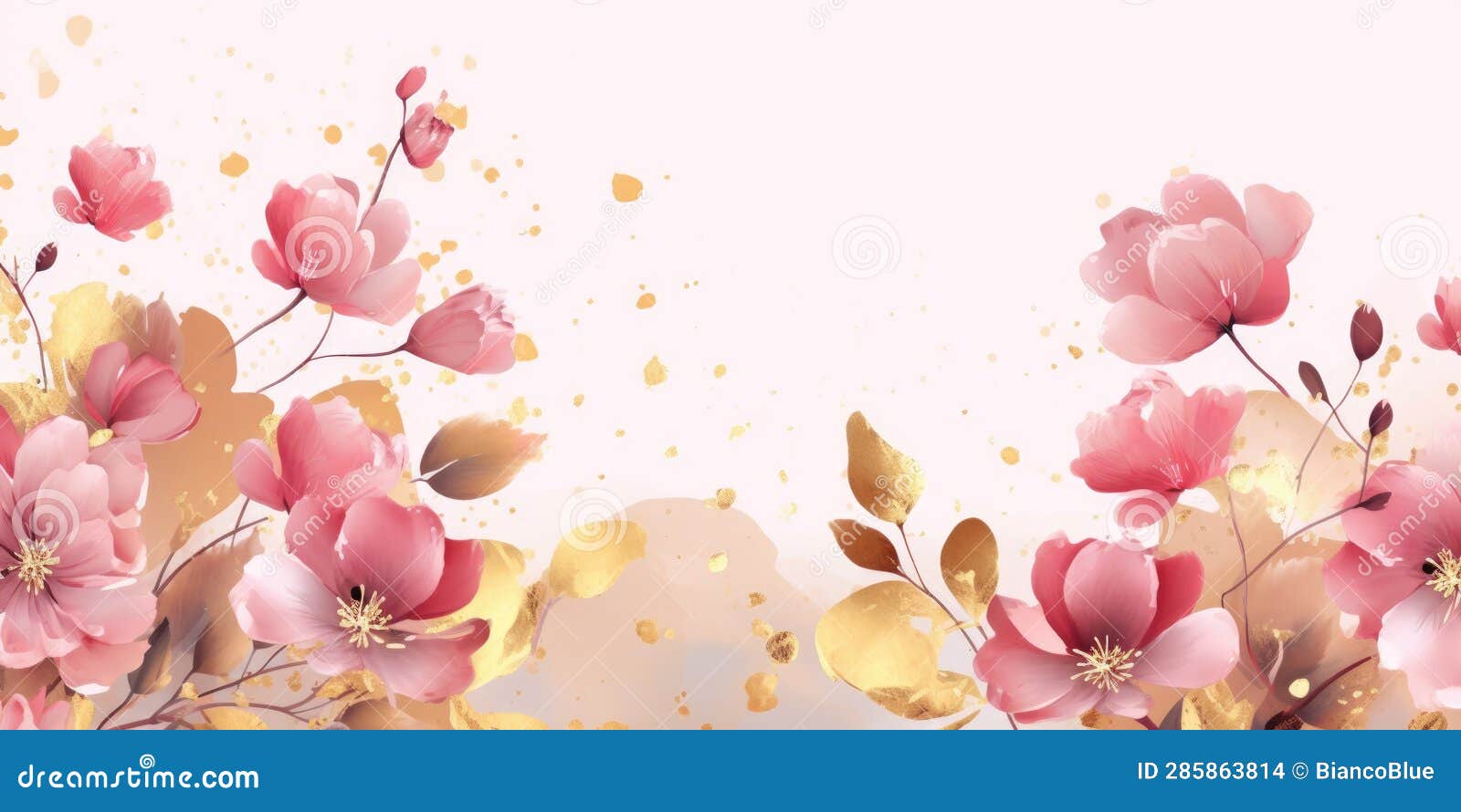 Beautiful Abstract Gold and Pink Watercolor Floral Design Background ...