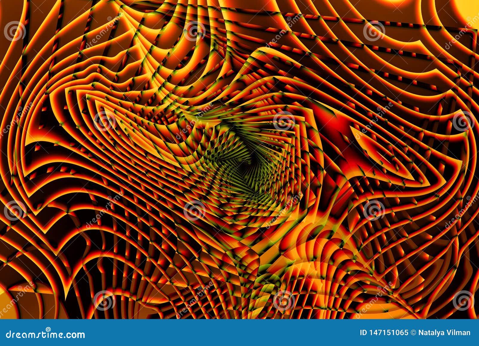 beautiful abstract psychedelic background with fractals in orange color