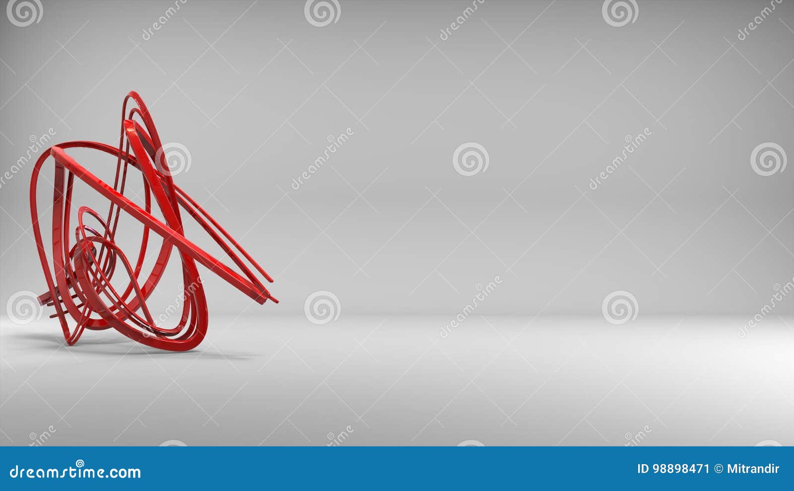 Beautiful Abstract Red Wire Sculpture Stock Illustration - Illustration
