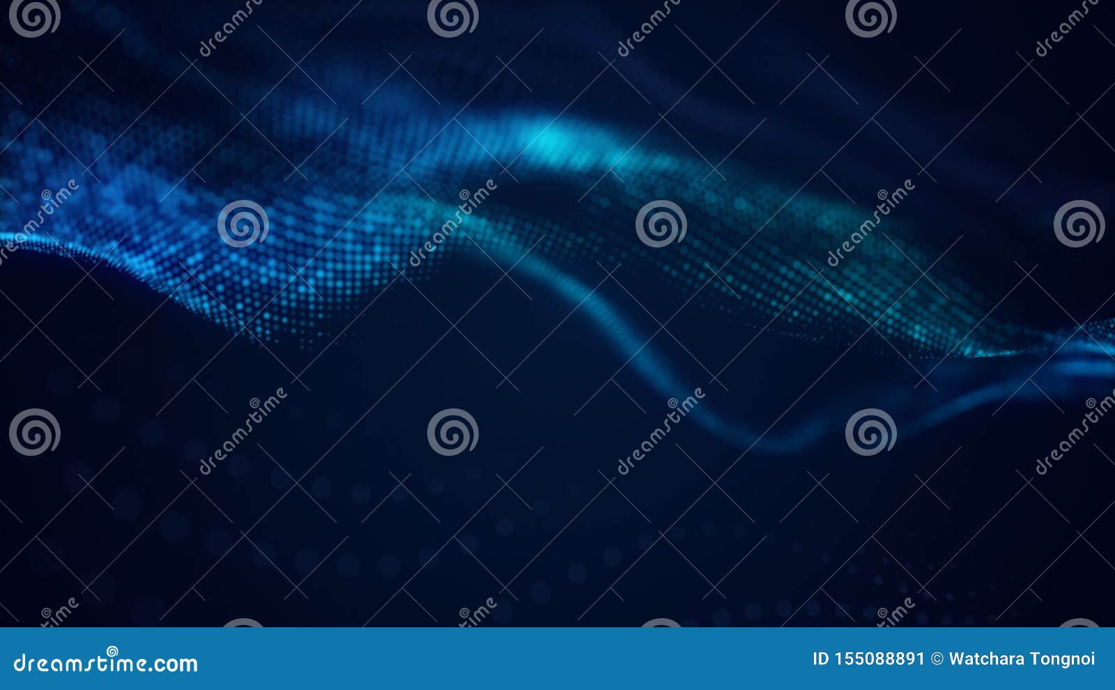 Beautiful Abstract Wave Technology Background with Blue Light Digital