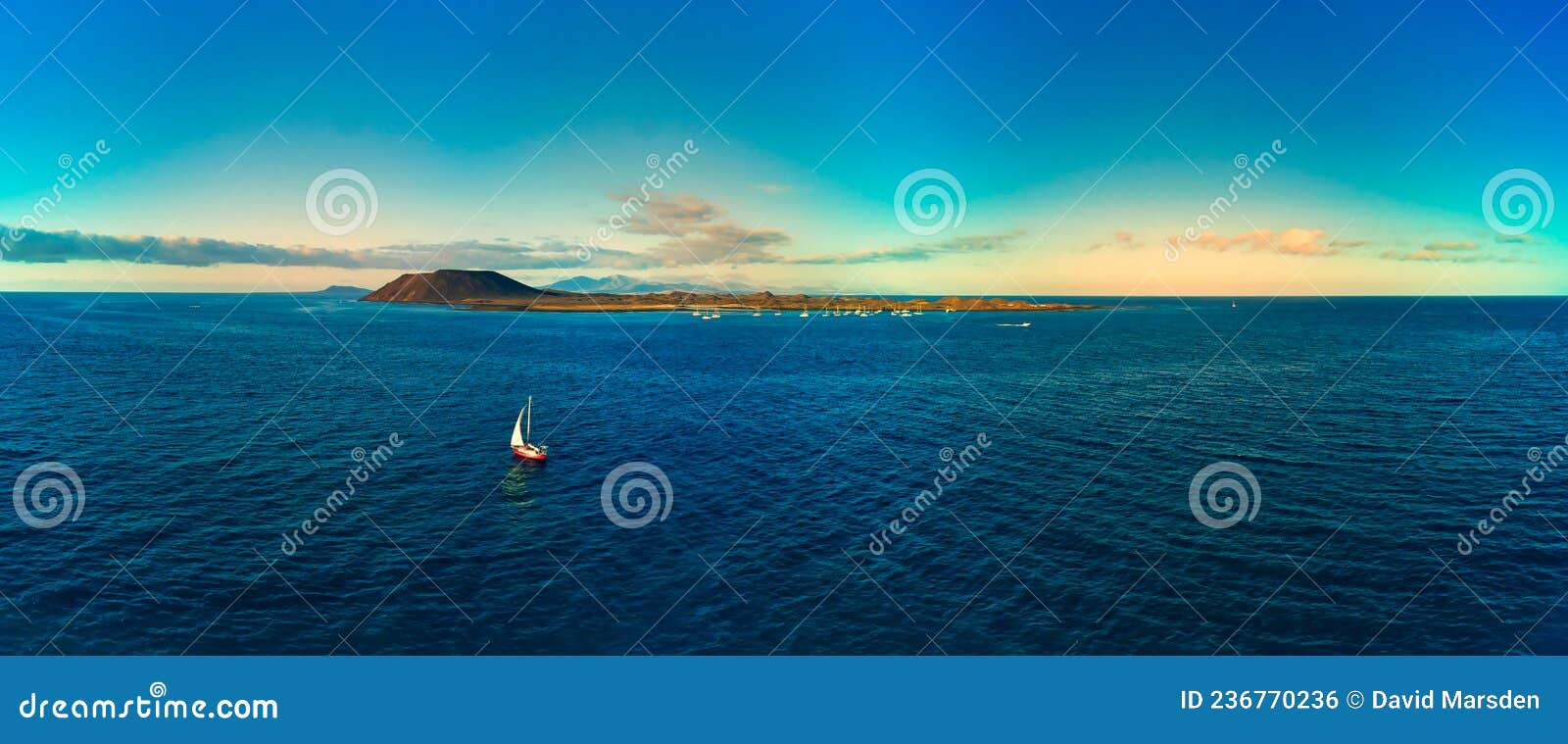 beautiful aerial panoramic view of isla de lobos island fuerteventura