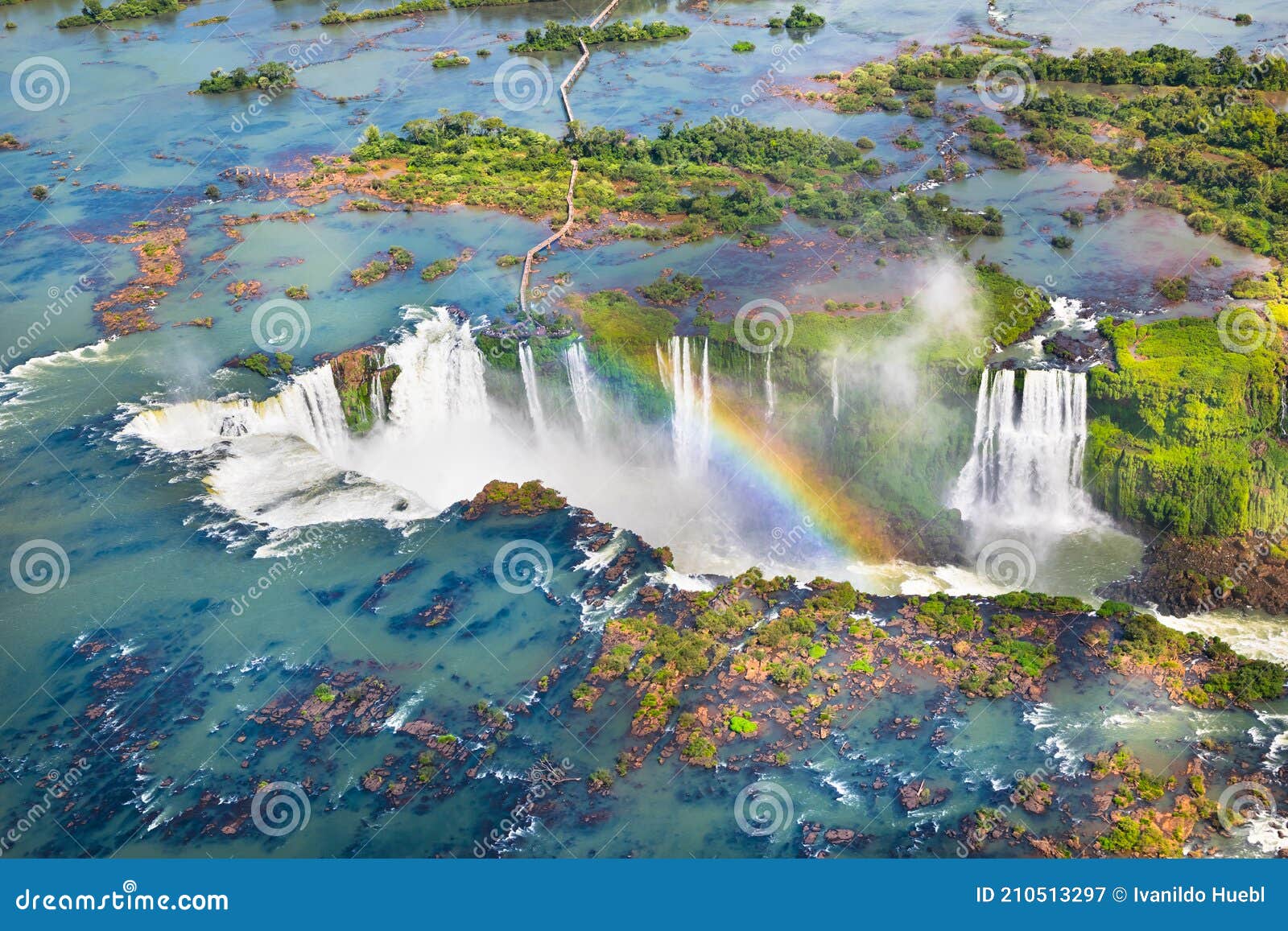 Beautiful Aerial View of Iguazu Falls, One of the Most Beautiful