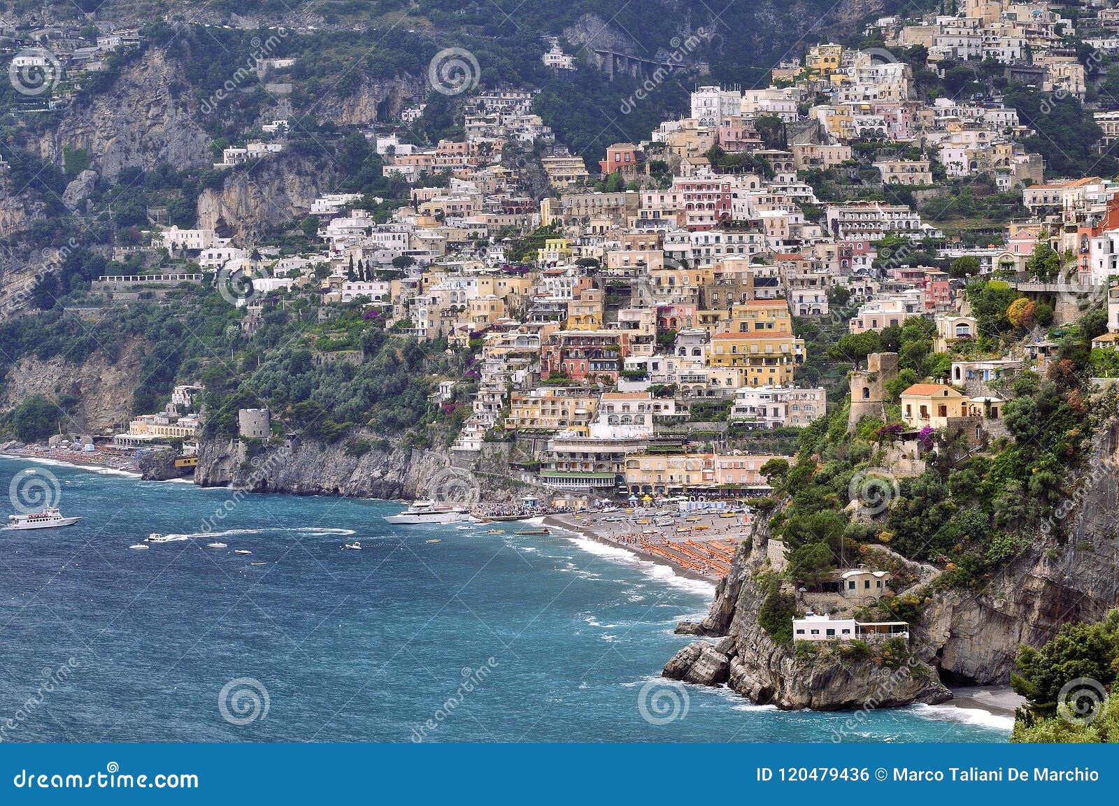 Beautiful Aerial View of Positano, Amalfi Cost, Campania, Italy Stock ...