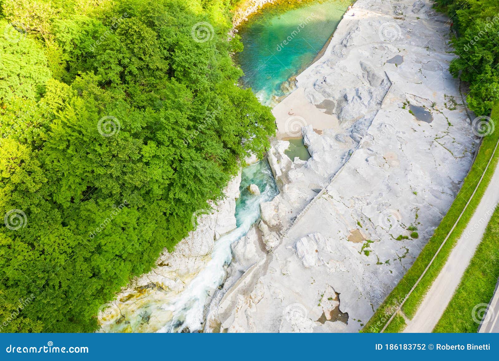 beautiful aerial view of the serio river