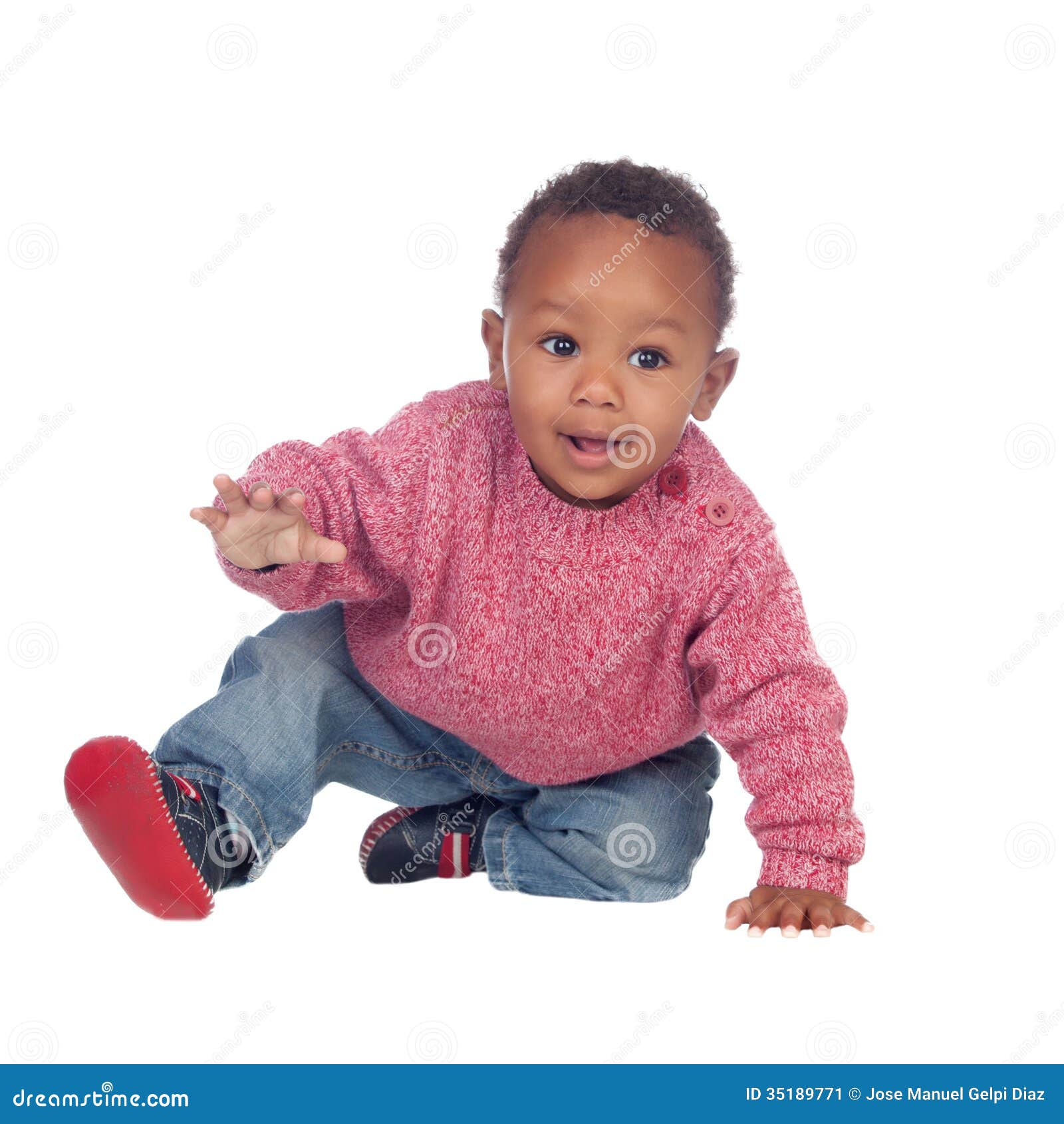 beautiful african american baby crawling