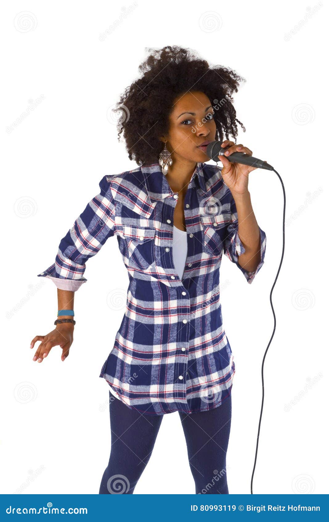 Beautiful African American Woman Karaoke Singer Stock Image - Image of ...