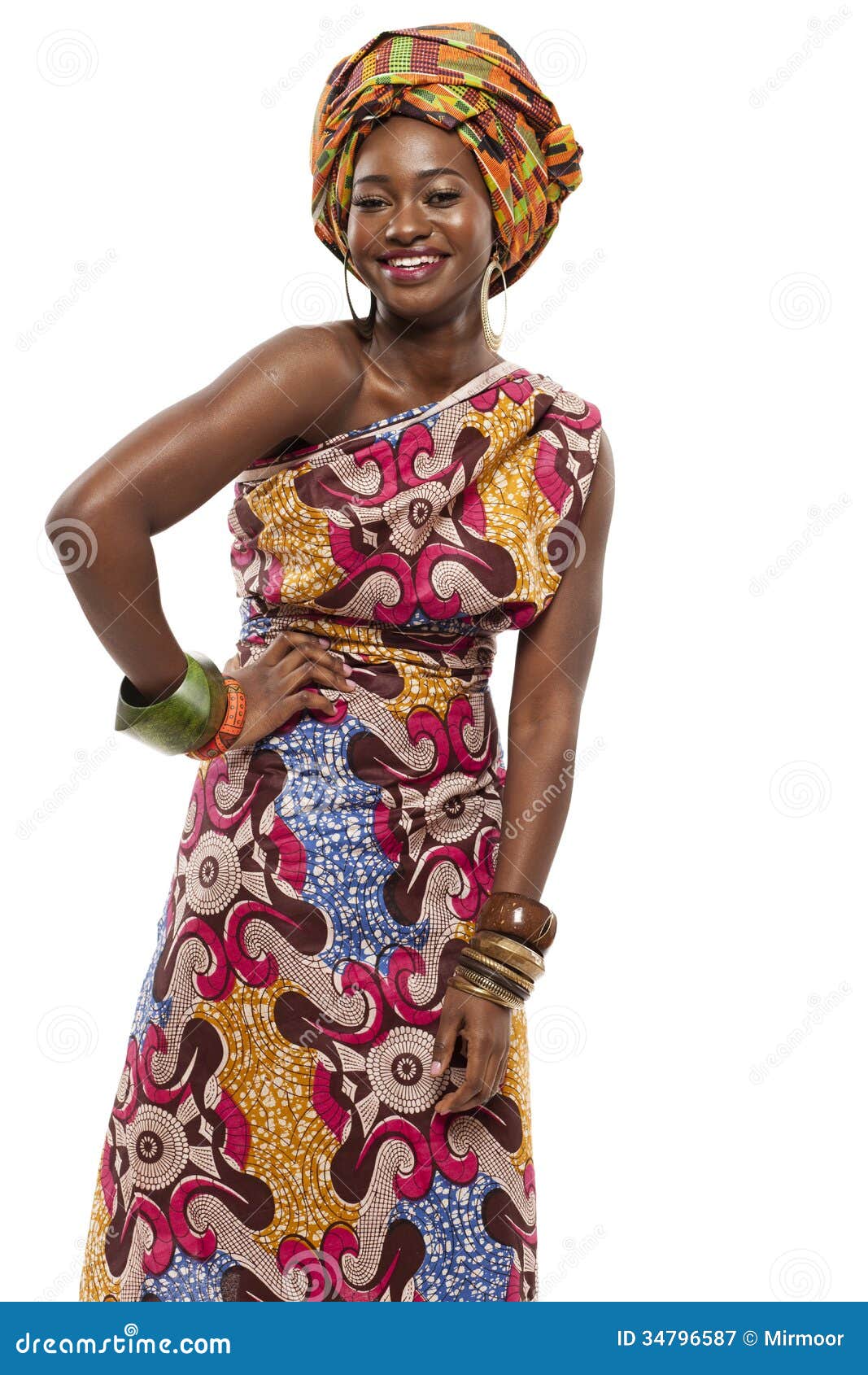 beautiful african fashion model in traditional dress.