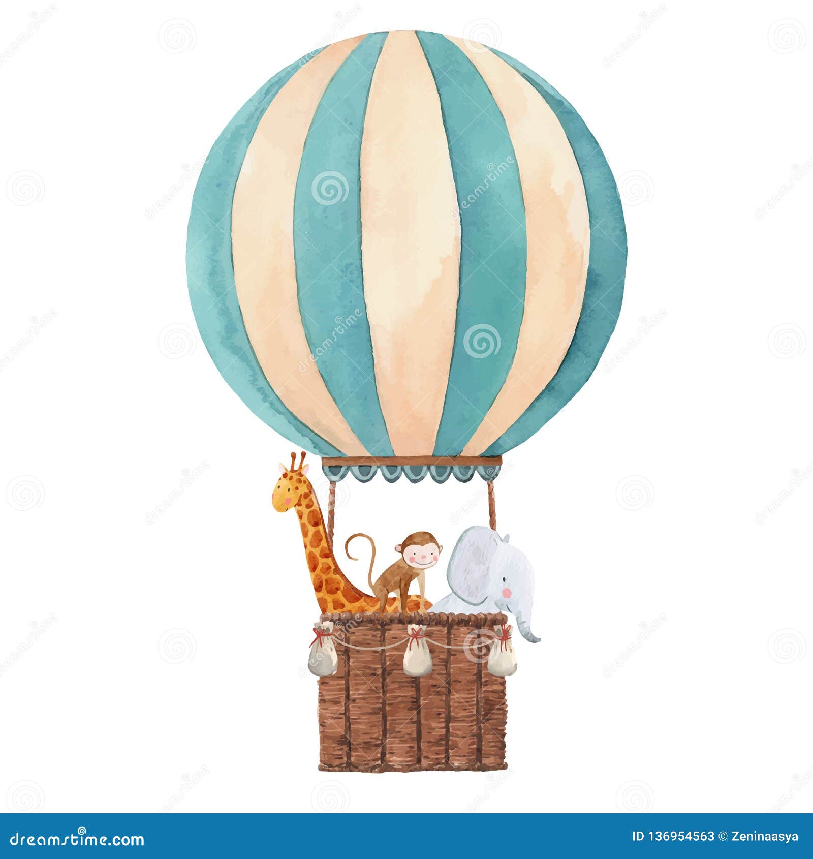 watercolor air baloon  