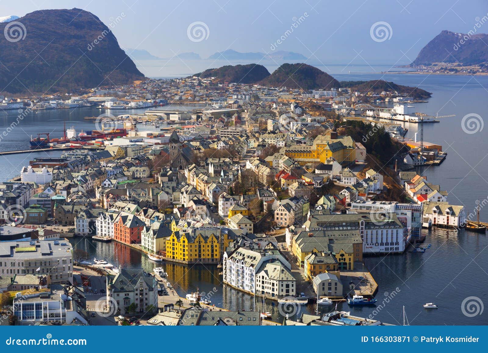 Beautiful Alesund city in sunny day, Norway