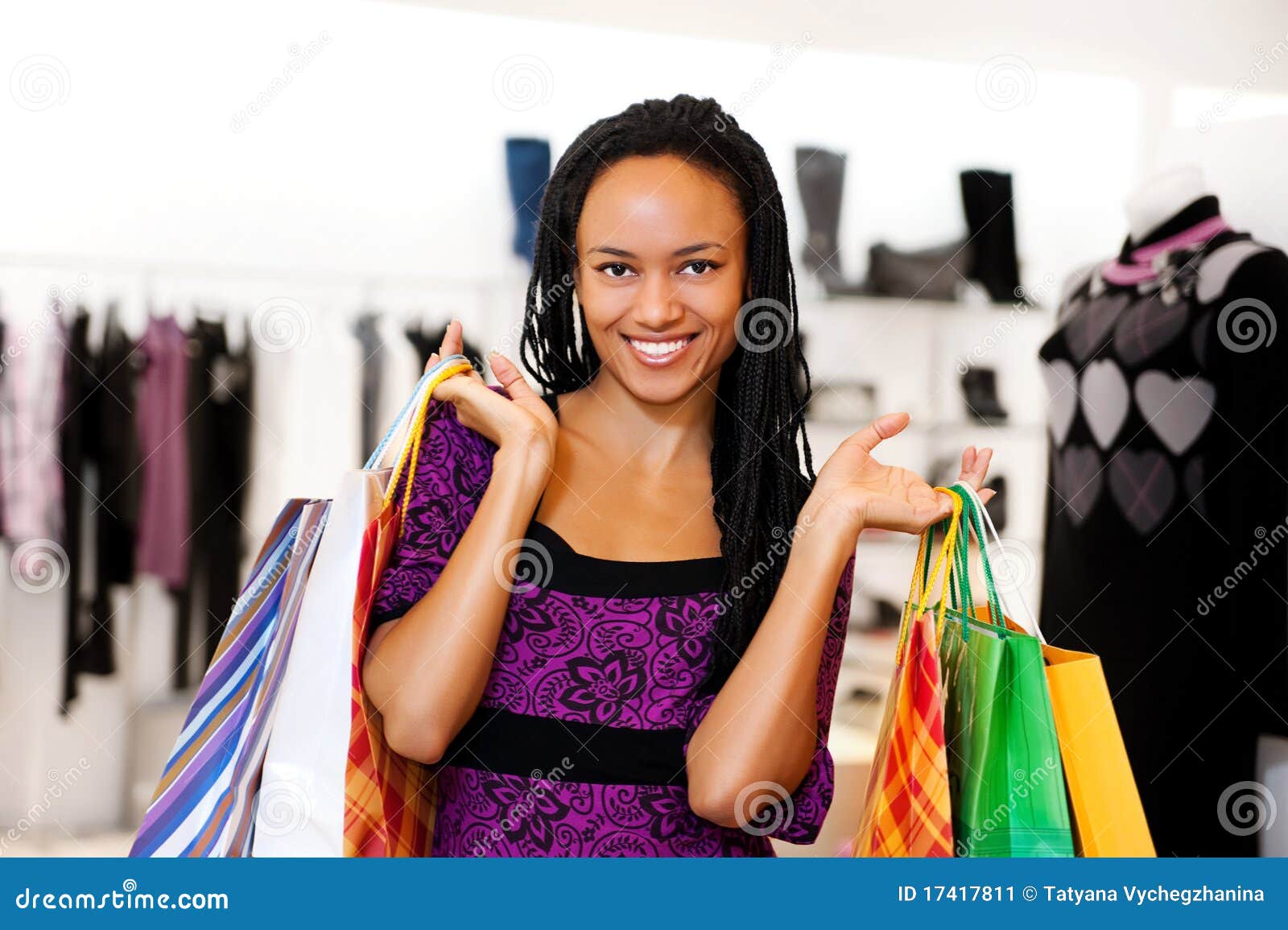 Beautiful American Women with Packages Stock Image - Image of buying ...