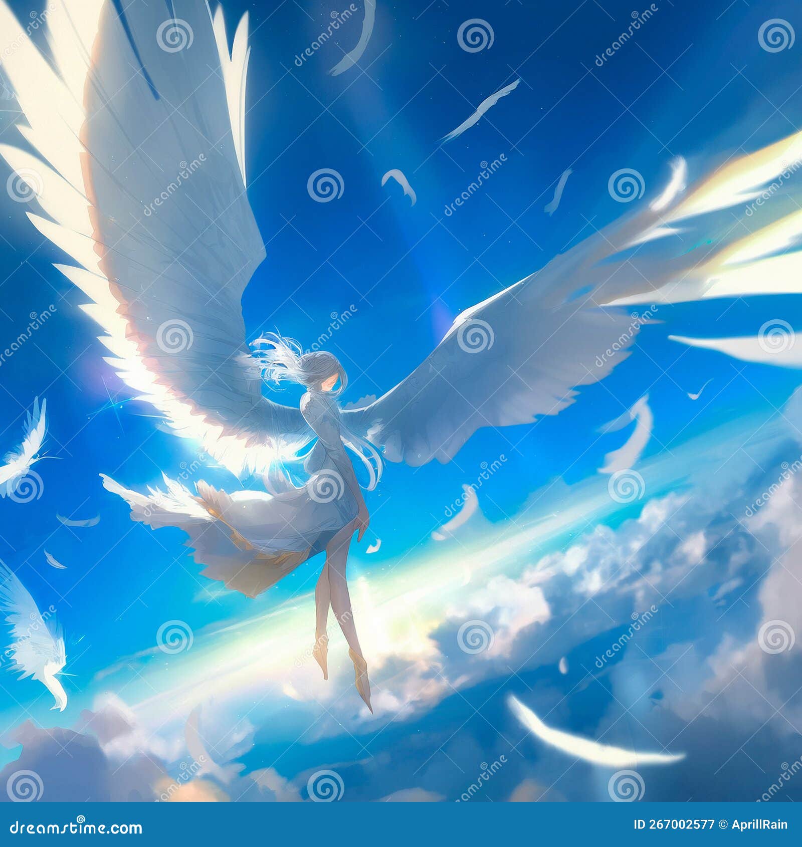 Beautiful Angel Girl in Anime Style Stock Illustration - Illustration of  girl, cute: 267000597