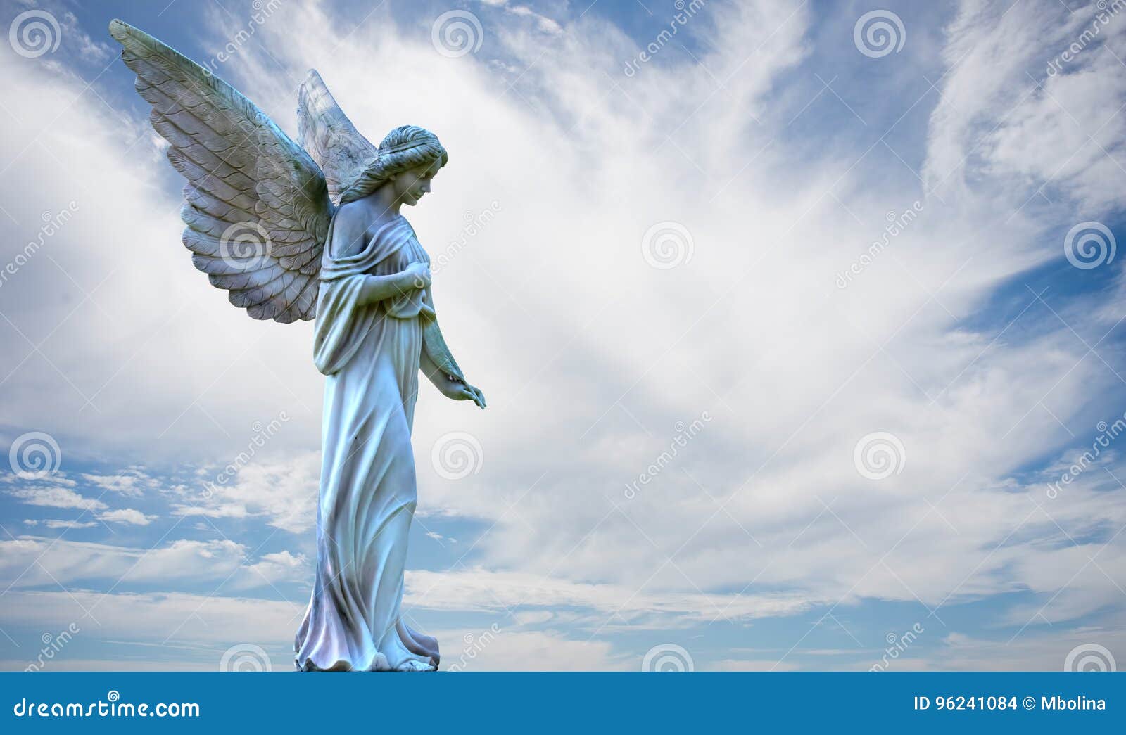 Beautiful Angel in Heaven Over Cloudy Sky Stock Illustration ...
